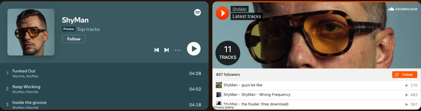 Your music plays on the page