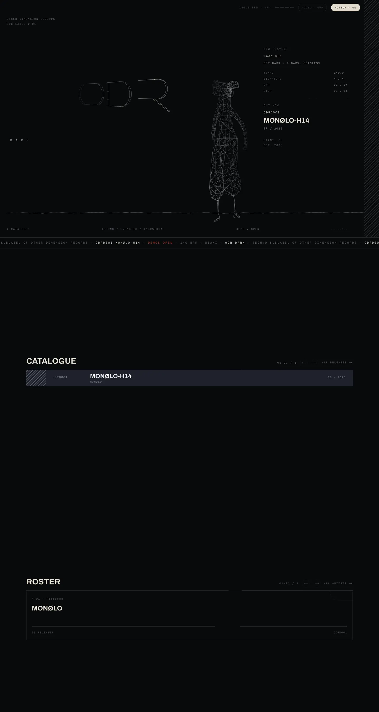 ODR Dark website, full page